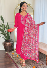 Load image into Gallery viewer, Pink Rayon Readymade Pant Style Suit
