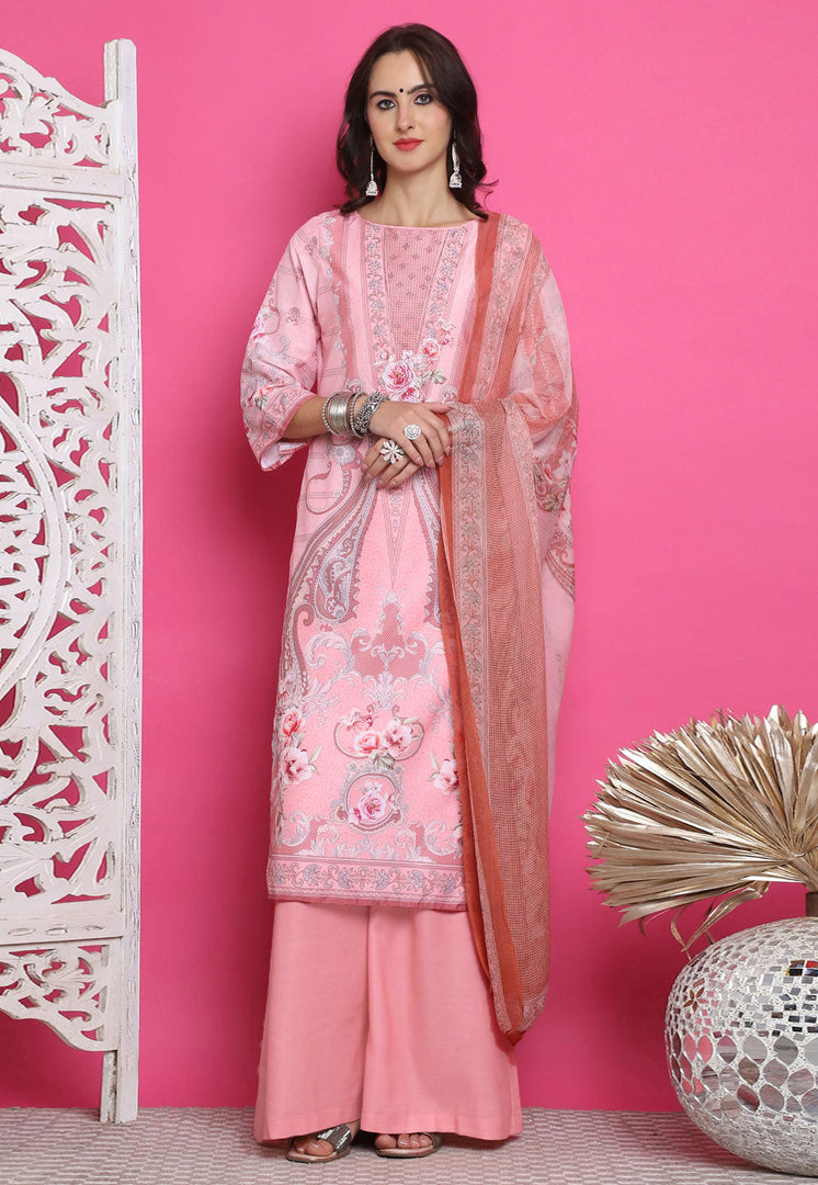 Pink Satin Pakistani Suit