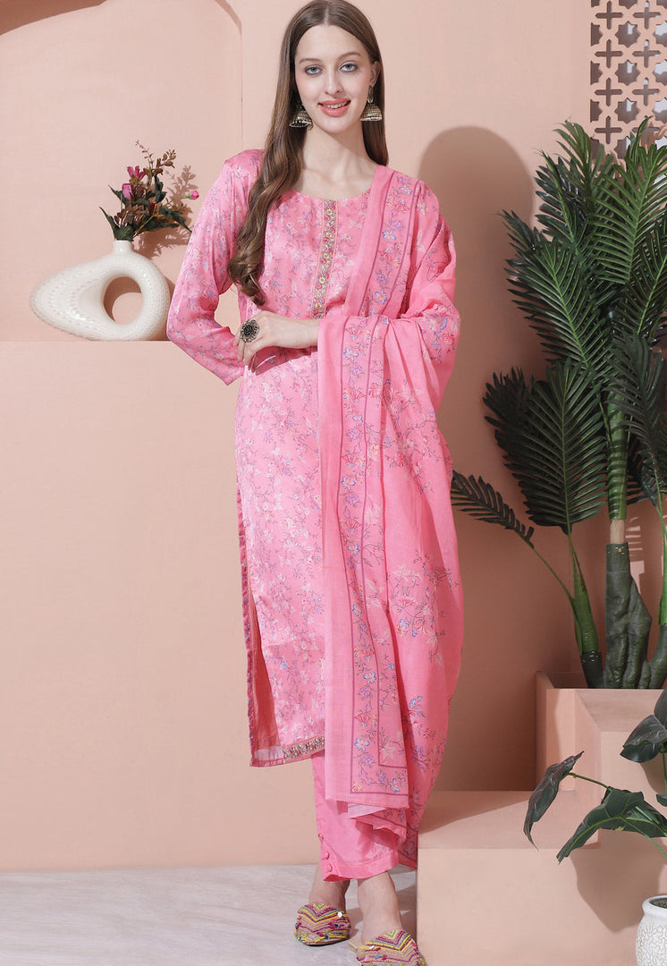 Pink Satin Pant Style Suit