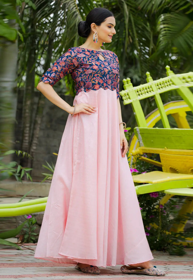 Pink Satin Silk Gown