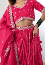 Load image into Gallery viewer, Pink Shimmer Circular Lehenga Choli
