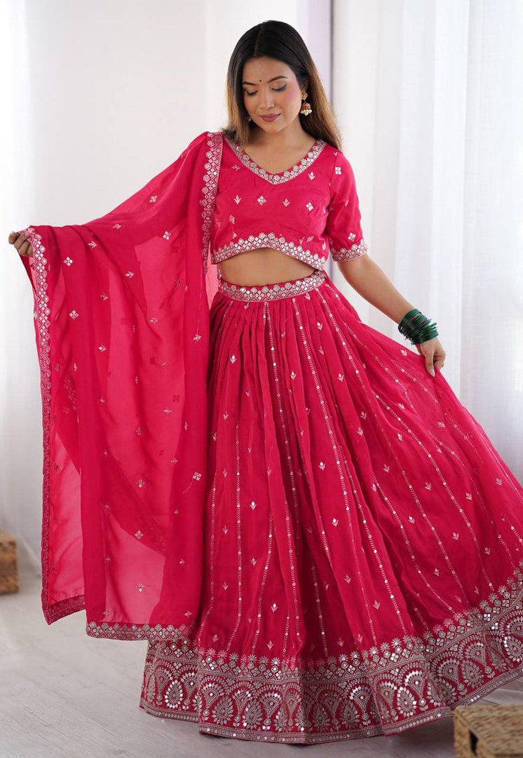 Pink Shimmer Circular Lehenga Choli
