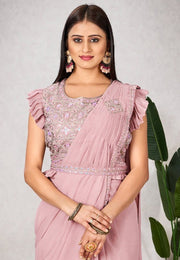 Pink Shimmer Georgette Saree With Blouse
