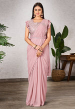 Load image into Gallery viewer, Pink Shimmer Georgette Saree With Blouse
