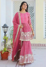 Load image into Gallery viewer, Pink Shimmer Readymade Gharara Suit
