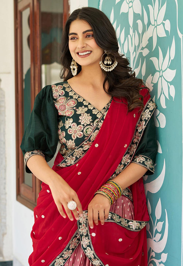 Pink Shimmer Readymade Lehenga Choli