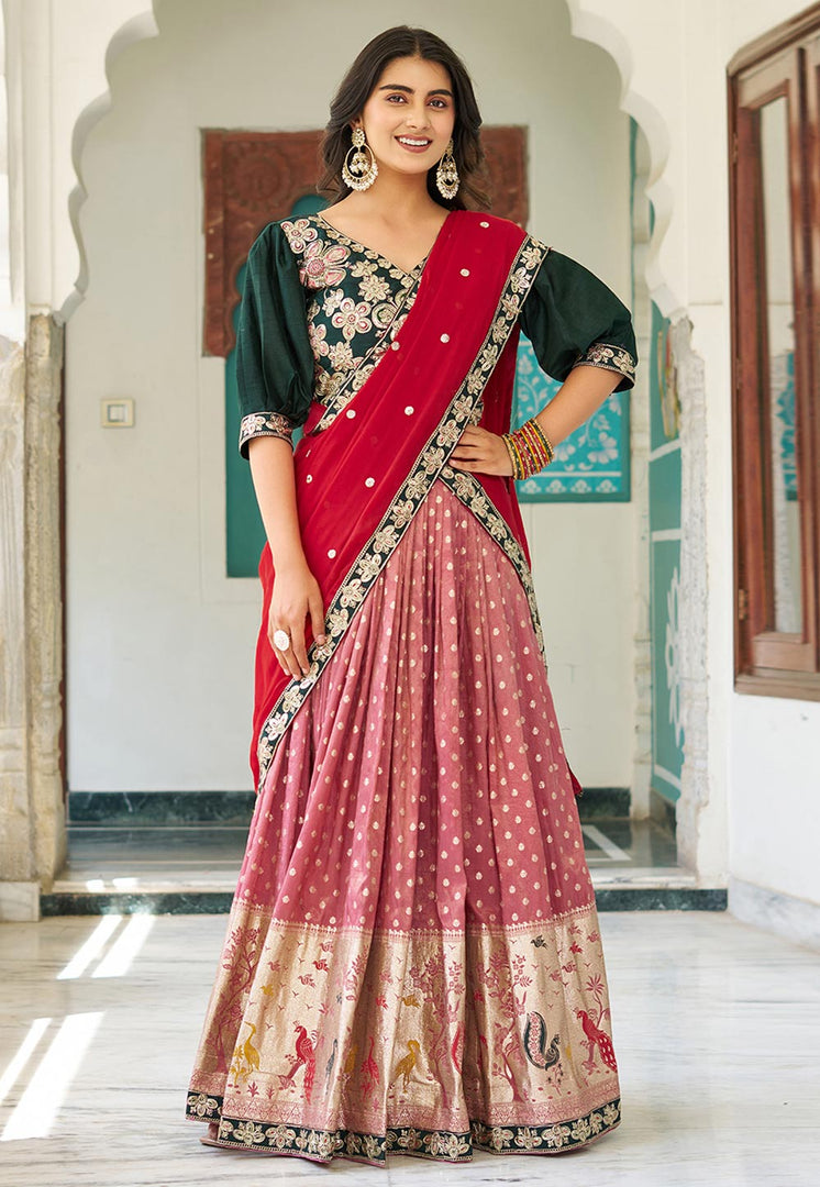 Pink Shimmer Readymade Lehenga Choli