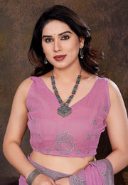Pink Shimmer Saree With Blouse