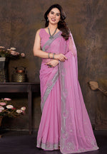 Load image into Gallery viewer, Pink Shimmer Saree With Blouse
