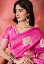 Load image into Gallery viewer, Pink Shimmer Saree With Blouse
