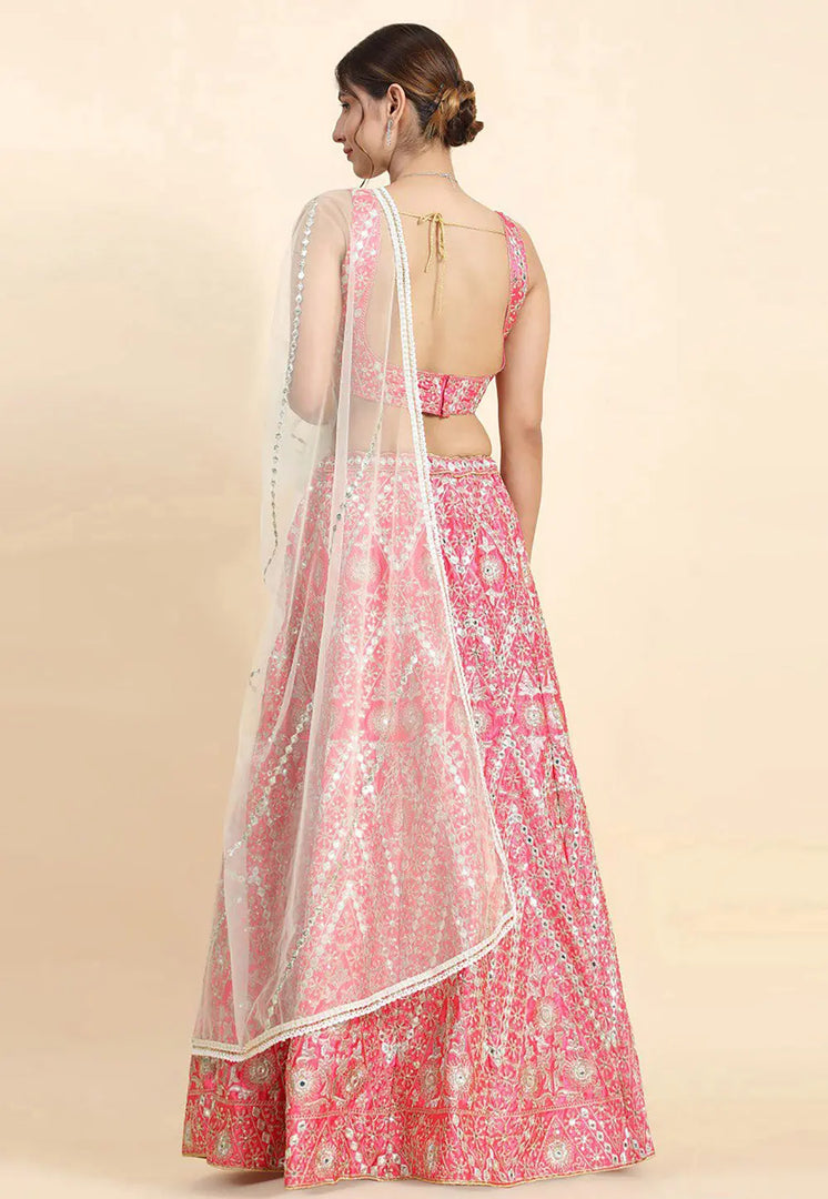 Pink Silk A Line Lehenga Choli
