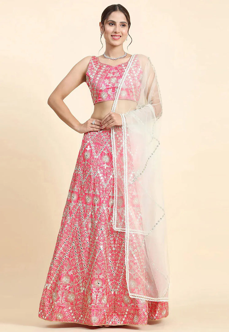 Pink Silk A Line Lehenga Choli