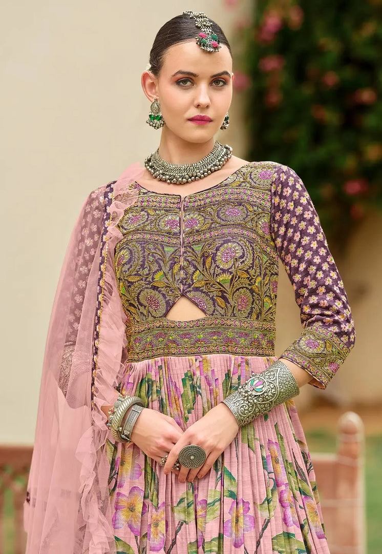 Pink Silk Anarkali Suit