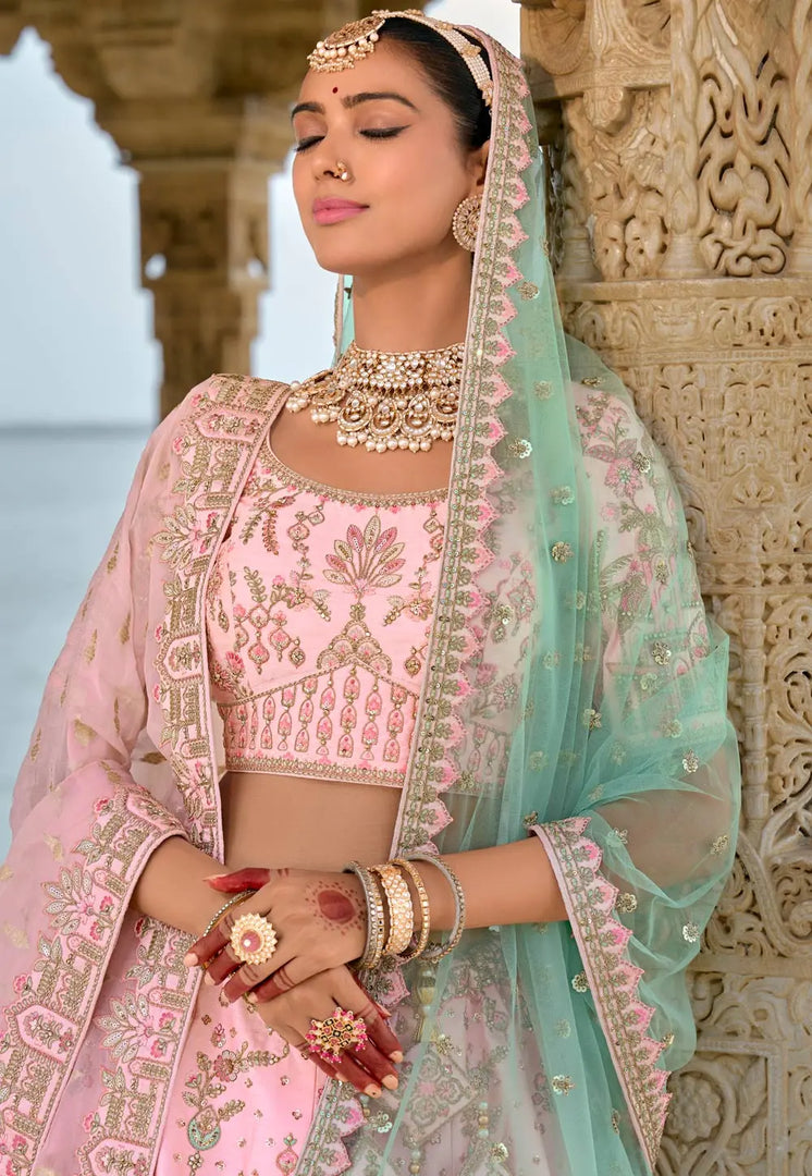 Pink Silk Bridal Lehenga Choli