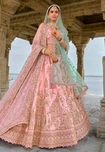 Load image into Gallery viewer, Pink Silk Bridal Lehenga Choli
