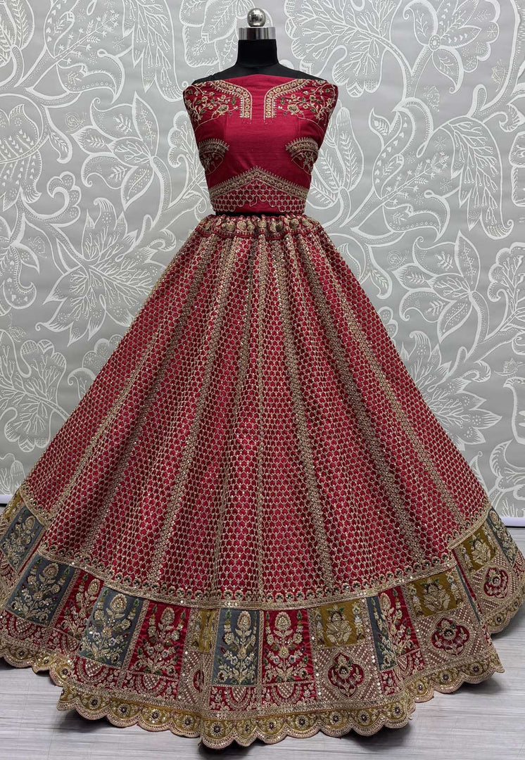 Pink Silk Bridal Lehenga Choli