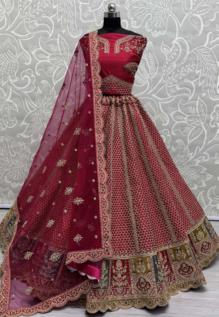 Pink Silk Bridal Lehenga Choli