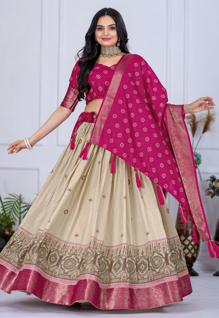 Pink Silk Circular Lehenga Choli