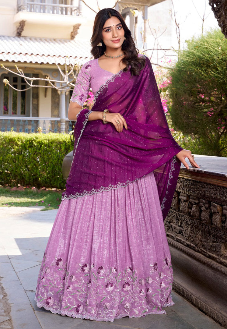Pink Silk Circular Lehenga Choli