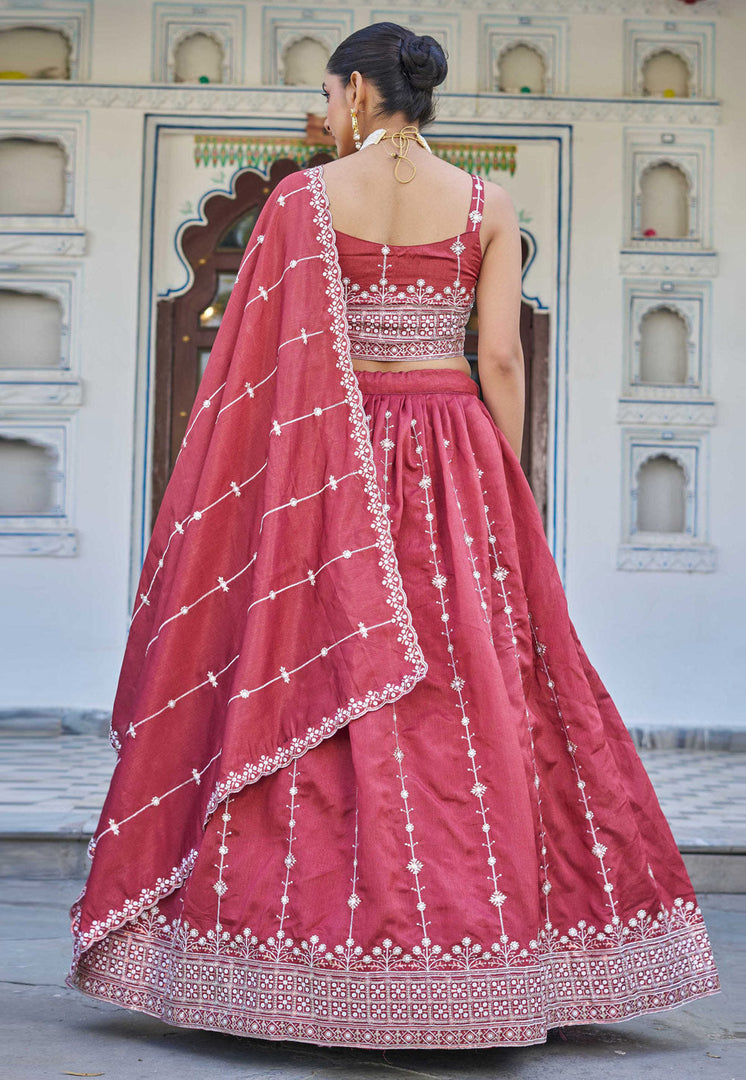 Pink Silk Circular Lehenga Choli