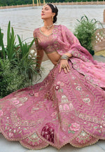 Load image into Gallery viewer, Pink Silk Circular Lehenga Choli
