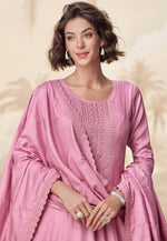 Load image into Gallery viewer, Pink Silk Floor Length Anarkali Suit

