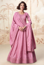 Load image into Gallery viewer, Pink Silk Floor Length Anarkali Suit
