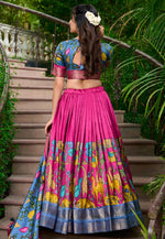 Load image into Gallery viewer, Pink Silk Floral print Lehenga choli
