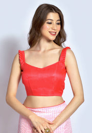 Pink Silk Half N Half Saree