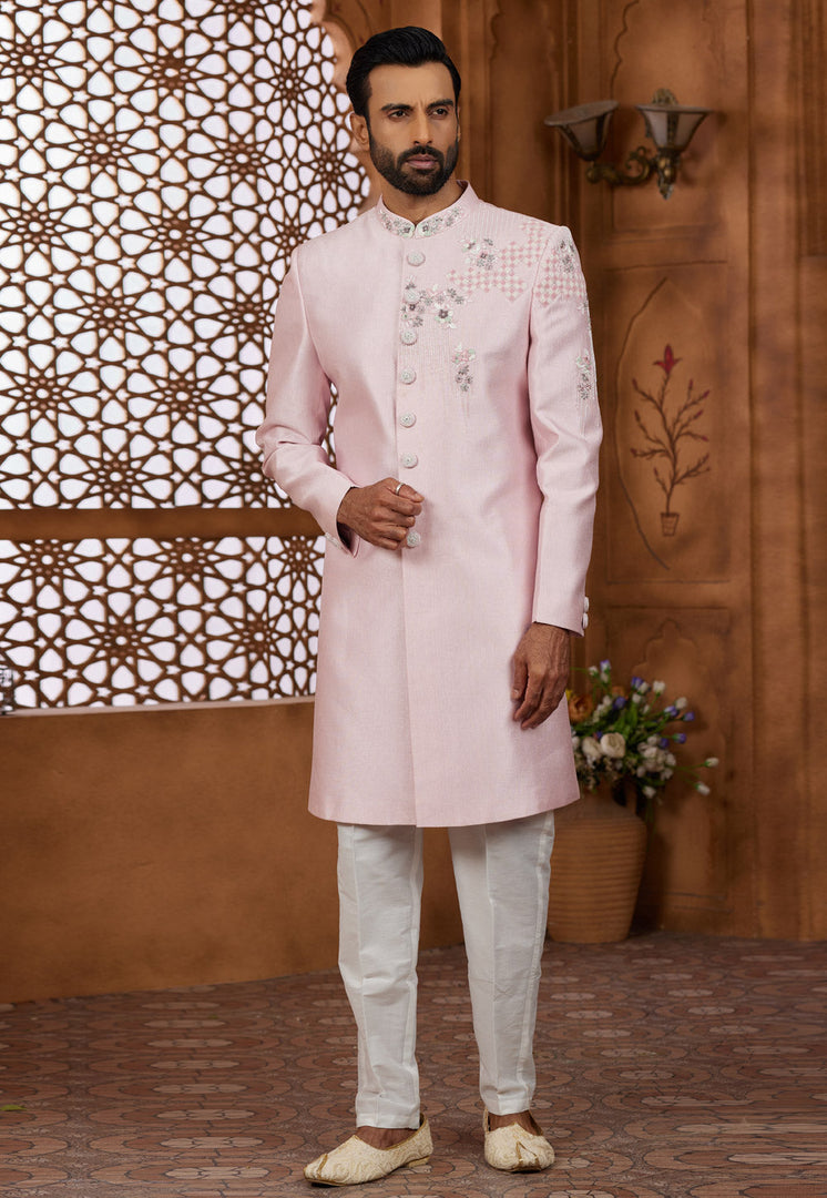 Pink Silk Indo Western Sherwani