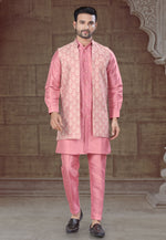 Load image into Gallery viewer, Pink Silk Indo Western Suit
