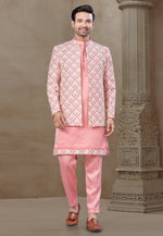 Load image into Gallery viewer, Pink Silk Indo Western Suit
