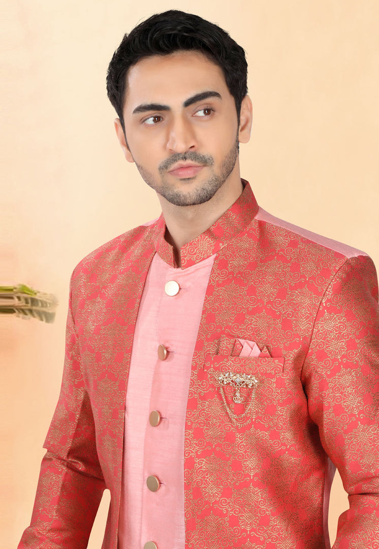 Pink Silk Indo Western Suit