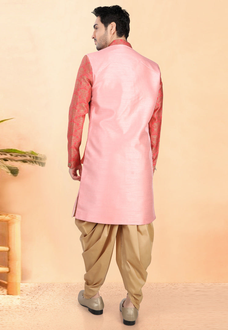 Pink Silk Indo Western Suit