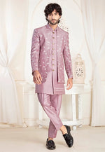 Load image into Gallery viewer, Pink Silk Jacket Style Sherwani
