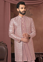 Load image into Gallery viewer, Pink Silk Jacket Style Sherwani
