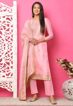 Load image into Gallery viewer, Pink Silk Jacquard Pakistani Suit

