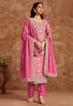 Load image into Gallery viewer, Pink Silk Jacquard Straight Suit
