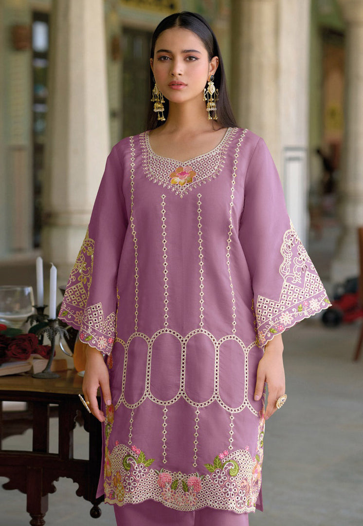 Pink Silk Kurta Set With Pant