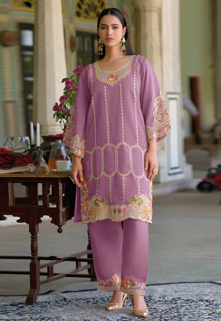 Pink Silk Kurta Set With Pant