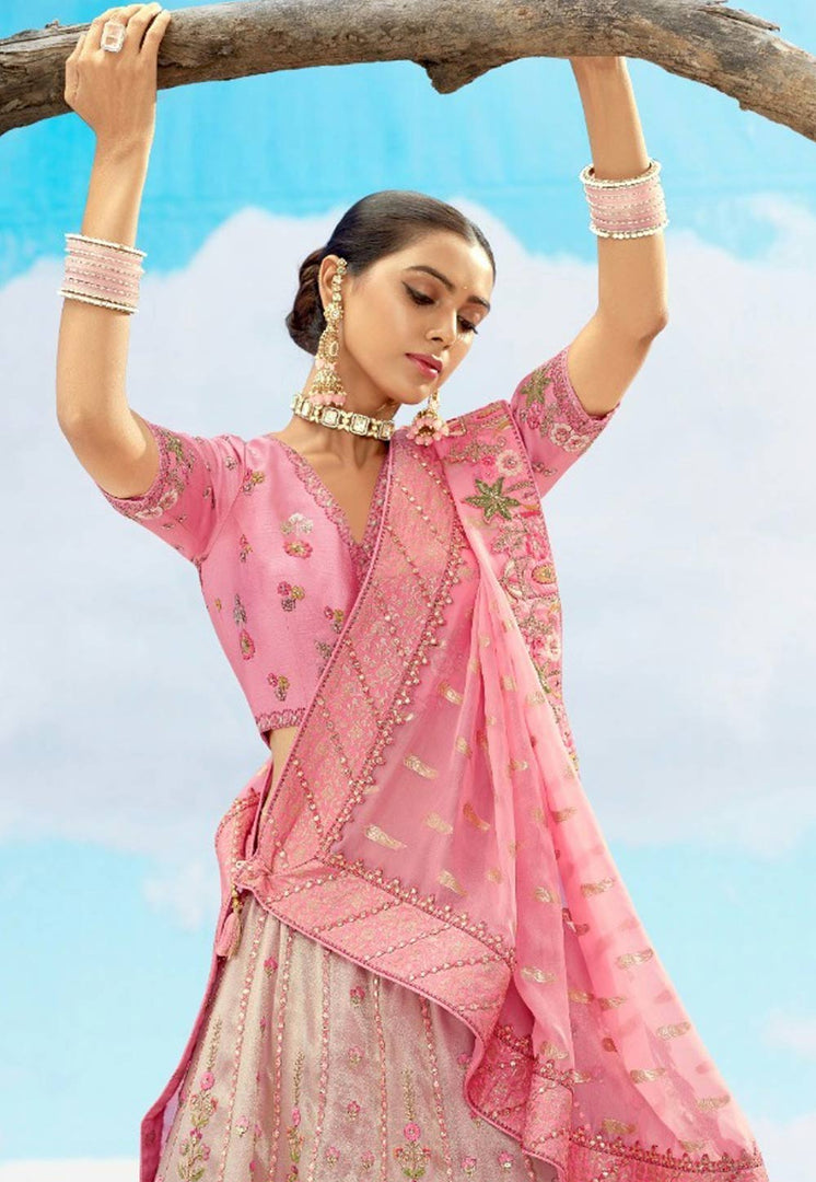 Pink Silk Lehenga Choli