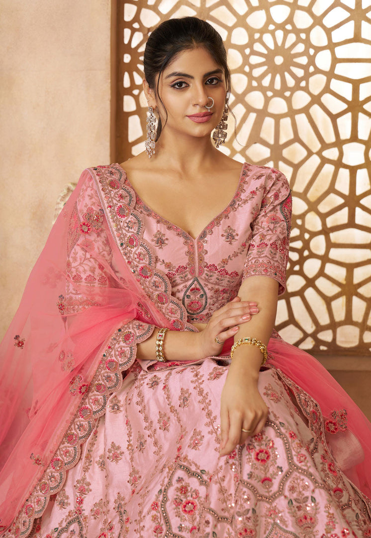 Pink Silk Lehenga Choli