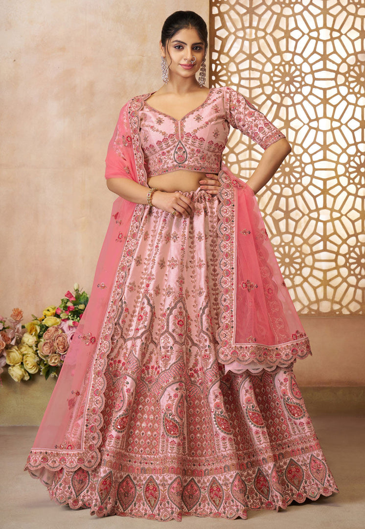 Pink Silk Lehenga Choli
