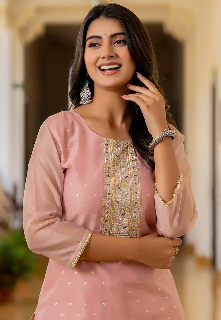 Pink Silk Long Kurti
