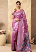 Load image into Gallery viewer, Pink Silk Paithani Saree