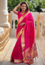 Load image into Gallery viewer, Pink Silk Paithani Saree
