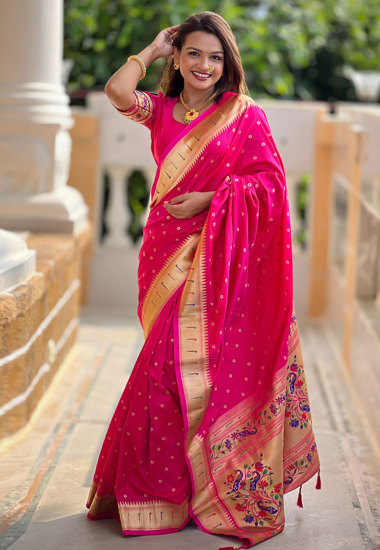 Pink Silk Paithani Saree