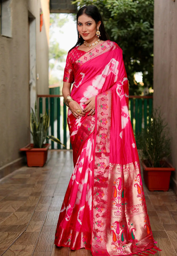 Pink Silk Paithani Saree