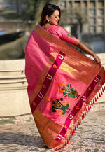 Load image into Gallery viewer, Pink Silk Paithani Saree