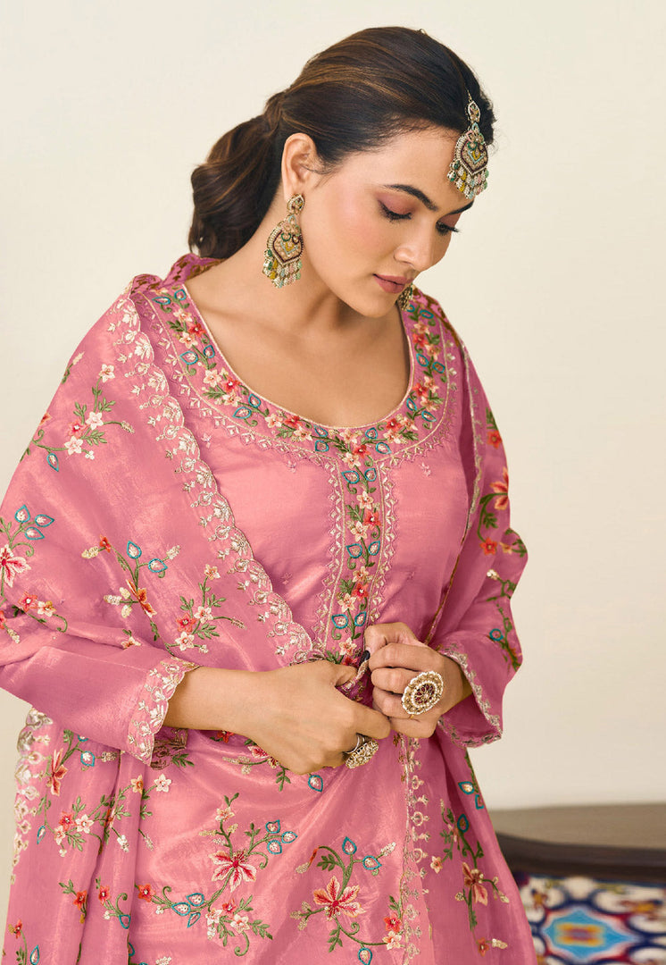 Pink Silk Pant Style Suit